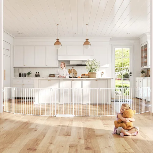 Miniatura 14 de Puerta de bebé extra ancha de 29.4 a 78 pulgadas, puertas largas para perros para puertas y escaleras, puerta de seguridad grande esencial para Negro