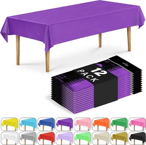 Miniatura 19 de DecorRack 2 Manteles rectangulares de plástico libres de BPA, 54 x 108 pulgadas, mantel de mesa para comedor, mantel rectangular para fiestas