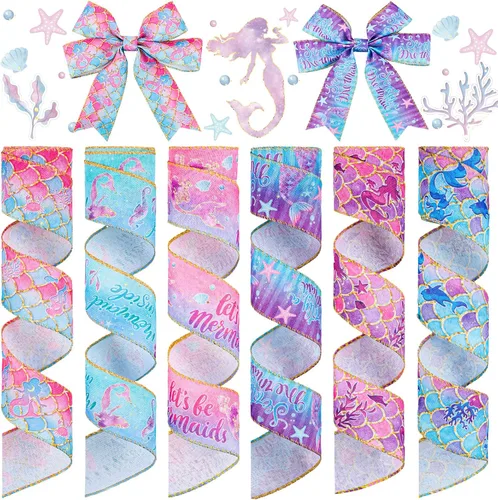 Miniatura 9 de 6 rollos de 30 yardas de cinta azul claro para baby shower, decoración de bienvenida para envolver regalos, caja de lazo, decoración de mesa