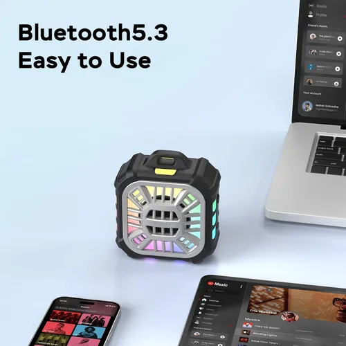 Miniatura 7 de INSMY Altavoz Bluetooth Impermeable IP67, Altavoz de Ducha Portátil Pequeño con Clip, Sincronización Múltiple de Más de 100 Altavoces, Gran Volumen