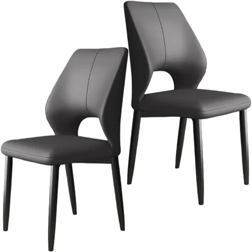 Miniatura 10 de YVYKFZD Simple Dining Chairs Set, PU Leather Kitchen Chairs, Armless Dining Room Chair with Metal Legs, Upholstered Living Room Chair, for Bedroom