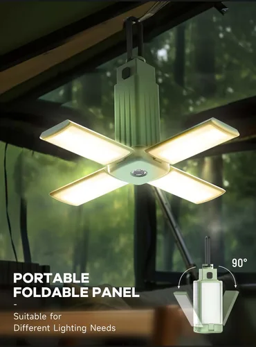 Miniatura 2 de Linterna de campamento, linterna recargable de 3 colores de temperatura, 4 modos de luz, luces de campamento plegables con 4 paneles plegables