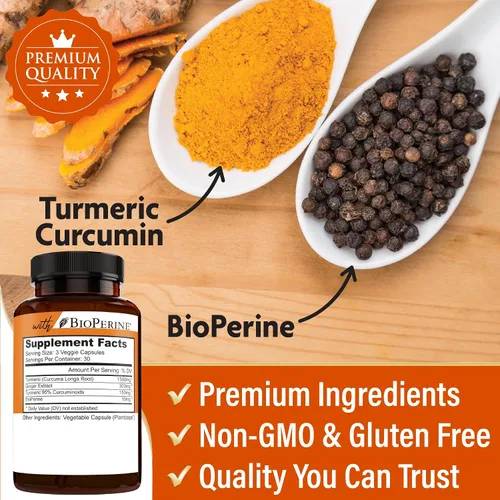 Miniatura 5 de NEW AGE Cápsulas de curcumina de cúrcuma, curcuminoides estandarizados, sin OMG, sin gluten, 180 unidades (paquete de 2)