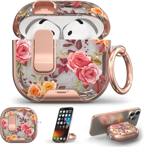 Miniatura 28 de Maxjoy Funda para AirPods 4, funda transparente para AirPod de 4ª generación, funda protectora suave y linda flor para AirPod 4 para mujeres