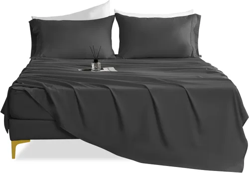 Miniatura 47 de CozySmile Juego de sábanas transpirables y refrescantes, sábanas de lujo de 4 piezas con bolsillo profundo para cama de tamaño matrimonial, se Beige