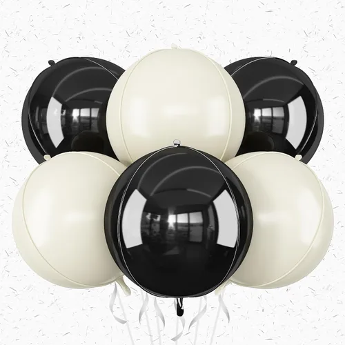 Miniatura 37 de 6 globos redondos negros de aluminio, globos redondos gigantes 4D, globo negro metálico de 22 pulgadas para Año Nuevo, cumpleaños, boda, graduación