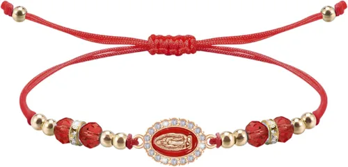 Miniatura 7 de Pulsera Virgen María con cordón ajustable Nuestra Señora de Guadalupe Pulsera de cuentas de cristal