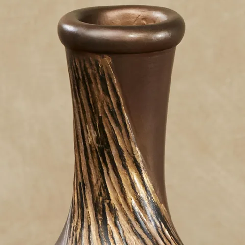 Miniatura 4 de Juego de 2 jarrones de mesa modernos decorativos de bronce dorado con textura de remolino