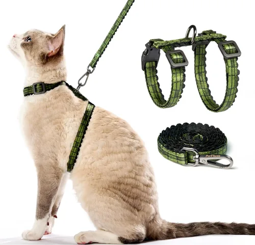 Miniatura 12 de Juego de arnés y correa para gatos - Arnés ajustable a prueba de escape, cómodo, suave y ligero, uso seguro y fácil, arnés para gatitos para caminar