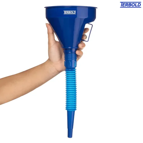 Miniatura 6 de Embudo flexible automotriz con manguera Embudo de aceite flexible de boca ancha para uso automotriz – gas, líquido de transmisión, combustible Azul