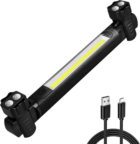 Luz de trabajo, 2500 lm ultra brillante, luces LED de trabajo recargables de 5200 mAh, barra de luz de trabajo magnética debajo del capó con