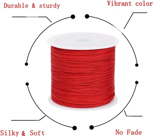 Miniatura 3 de Cuerda de nailon de 109 yardas de 0.031 in para pulseras de macramé, nudos chinos, collares, colgantes, fabricación de joyas (rojo)