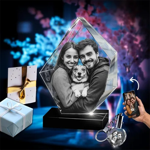 Miniatura 13 de 3D innovation Foto de cristal 3D, regalos conmemorativos personalizados para mamá, papá, esposa, hombres, mascotas, detalle de cristal grabado