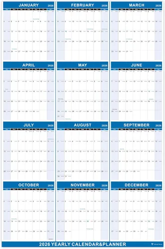 Vibrant Focus Calendario de Pared Anual 2026 - calendario anual 2026, Calendario de Pared Anual 2026 y Planificador con Papel Grueso, Enero 2026 -