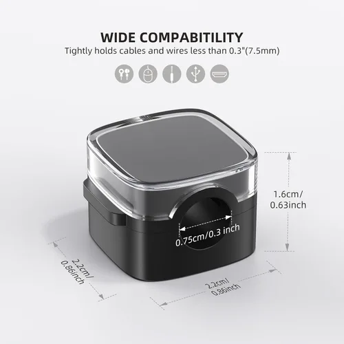 Miniatura 4 de Clips magnéticos para cable, paquete de 6 organizador de cables soporte para accesorios de escritorio y oficina, soporte para cables para ocultar