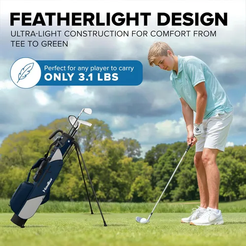 Miniatura 7 de Bolsa de golf ultraligera Premium Par 3 con doble correa, 6 bolsillos con cremallera para campos ejecutivos y par 3