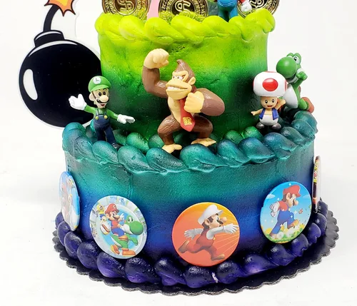 Miniatura 3 de Mario Brothers - Juego de decoración para pastel de cumpleaños con Mario y sus amigos