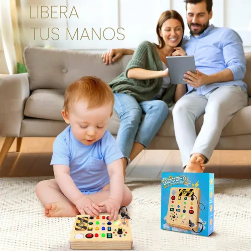 Miniatura 7 de TINTECUSA Tablero Ocupado con Luz LED, Juguetes Sensoriales de Madera para Niños Pequeños, Juguete Musical Montessori para Avión, Actividades