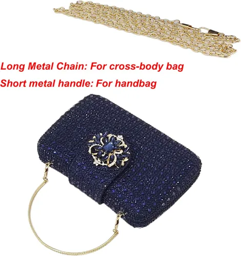 Miniatura 5 de Bolso de noche único con diamantes de imitación brillantes para mujer, bolso de embrague floral Sparkly, Rhinestone, Unique, Floral
