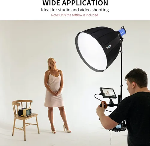Miniatura 3 de Selens Parabolic Deep Softbox de 27.5 pulgadas / 27.6 in hexadecágono plegable rápido paraguas softbox con soporte Bowens Speedring para estudio
