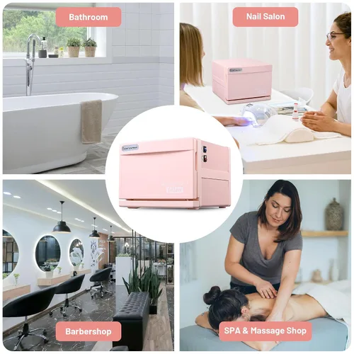 Miniatura 2 de BYOOTIQUE - Calentador de toallas calientes para spa, sala de uñas, pequeña máquina de vapor de toalla de peluquería rosa de 8 litros para cara