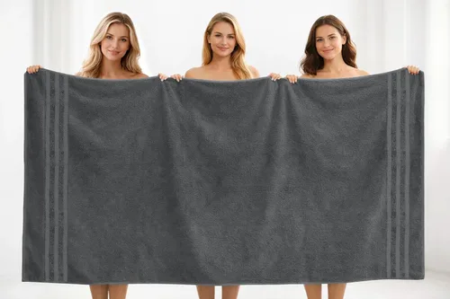 Miniatura 4 de DAN RIVER Paquete de 2 toallas de baño extra grandes de 35 x 70 pulgadas, toallas de baño grandes para adultos, juego de toallas de gran tamaño Gris