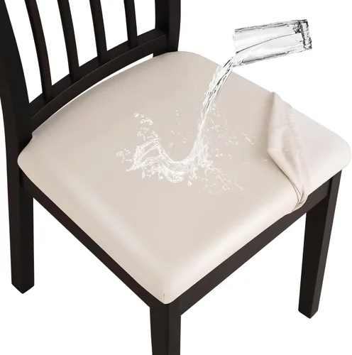Miniatura 14 de YISUN Fundas de Asiento para Silla Set de 6, Fundas para Comedor Impermeables, Fundas de Asiento de Jacquard Elásticas Extraíbles y Lavables