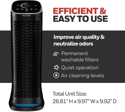 Miniatura 2 de Honeywell Air Genius HFD360 - Purificador de aire para el hogar, habitaciones grandes de hasta 1268 pies cuadrados con filtro permanente y lavable