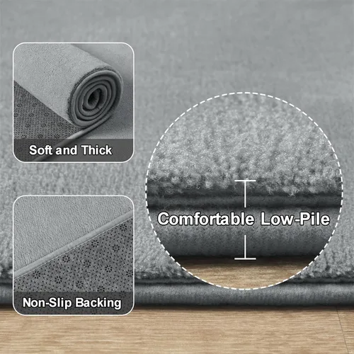 Miniatura 3 de Amearea Alfombras Modernas de Área para Dormitorio Sala de Estar, 4x6 Pies Gris Alfombra de Espuma Viscoelástica Engrosada, Alfombras Mullidas