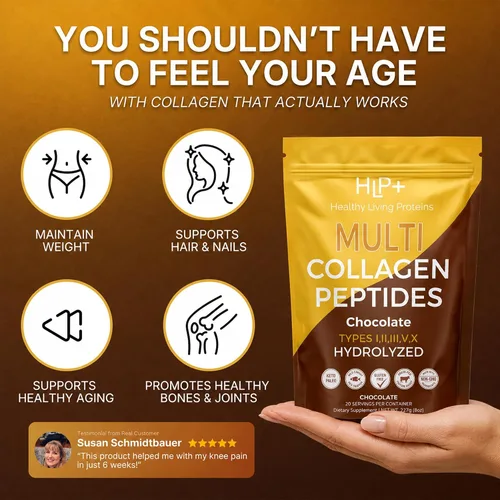 Miniatura 4 de Healthy Living Proteins - Polvo de péptidos multicolágeno hidrolizados tipo I, II, III, V y X, bovino alimentado con pasto, marino capturado