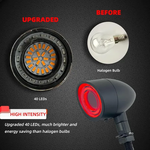Miniatura 3 de FATECIM 2 luces traseras LED para motocicleta, intermitentes, luces de freno con visera, luces traseras de motocicleta, intermitentes traseros