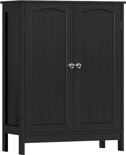 Iwell Armario de baño, armario de almacenamiento de baño con 2 puertas y 3 estantes, 3 alturas disponibles, para sala de estar, entrada, cocina,
