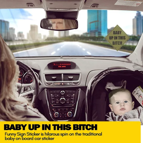 Miniatura 6 de Calcomanía de seguridad para vehículos Zone Tech "Baby Up On This Bitch", divertida pegatina de seguridad, calidad premium, reflectante, "Baby Up On
