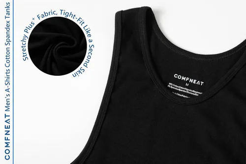 Miniatura 6 de Comfneat Paquete de 6 camisetas sin mangas de algodón y elastano para hombre