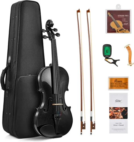 Miniatura 9 de Eastar - Violín 3/4 para principiantes, kit de violines para estudiantes, violín con estuche rígido, resina colofonia, soporte para hombro, arco