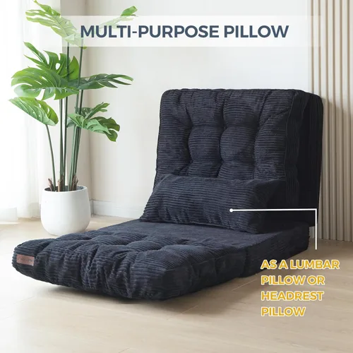 Miniatura 3 de MAXYOYO Sofá cama plegable, puf copetudo con almohadas, sofá de suelo para adultos, sofá de piso extra grueso y largo, sofá individual para Negro