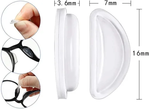 Miniatura 6 de BEHLINE - Almohadillas para la nariz para anteojos, adhesivo antideslizante, pieza de nariz, de silicona suave, fuerte y pegajosa, almohadillas