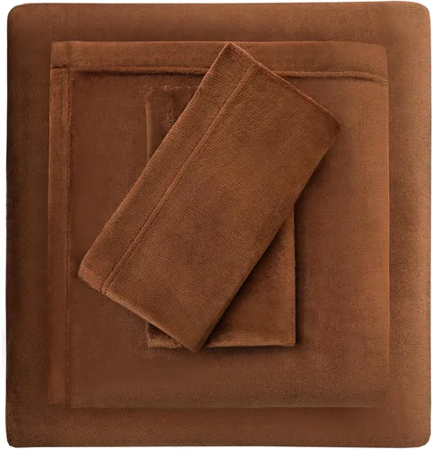 Miniatura 121 de Viviland Juego de sábanas de microforro polar tamaño matrimonial, sábanas ajustadas tipo franela para Navidad con bolsillo de 15" de profundidad