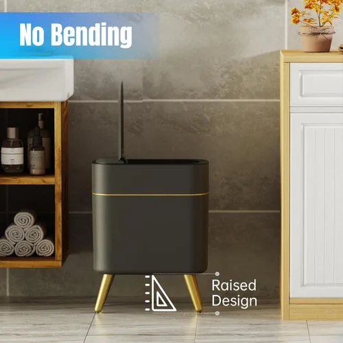Miniatura 4 de Yatmung - Cubo de basura automático sin contacto moderno y elegante para baño - Papelera estrecha para dormitorio, cuarto de lavado, oficina