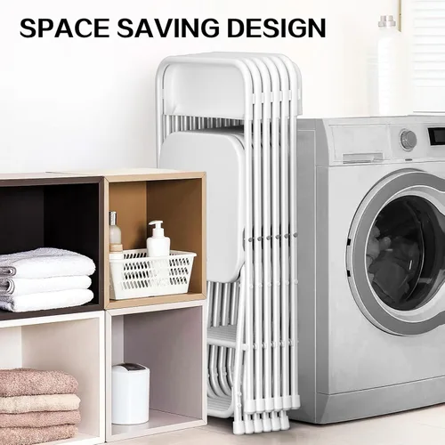 Miniatura 5 de Silla Plegable, Paquete de 4 Sillas Plegables de Plástico Blanco para Interiores y Exteriores, Asiento Comercial Apilable Portátil con Marco
