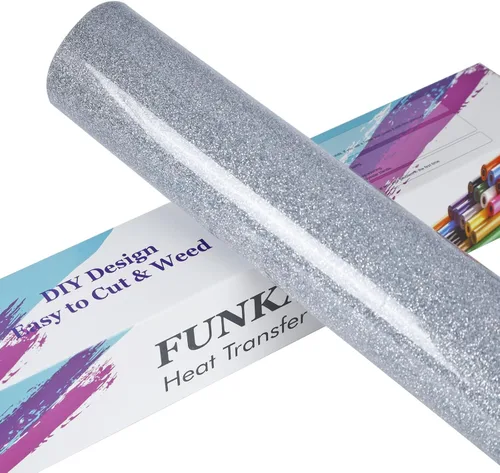 Miniatura 21 de FUNKAKA Rollos de vinilo de transferencia de calor HTV negro con purpurina, vinilo de poliuretano para planchar de 12 pulgadas x 25 pies