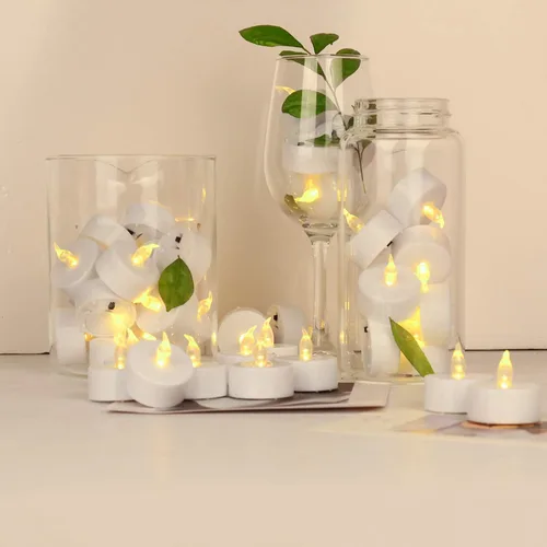 Miniatura 5 de JUNPEI - Paquete de 100 velas de té con luz LED amarilla cálida, velas sin llama, realistas, brillantes y parpadeantes, para regalo y celebración