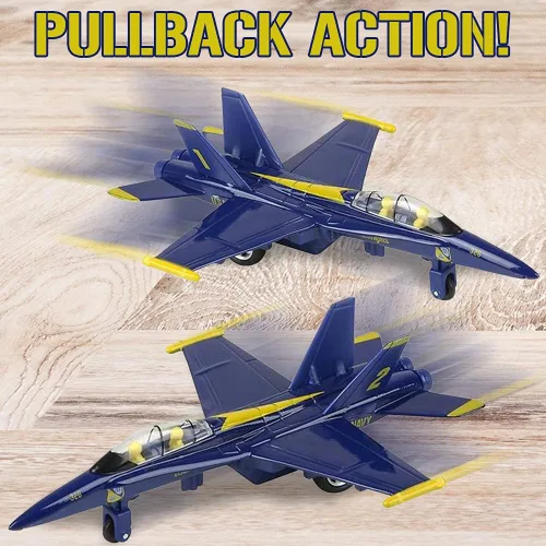 Miniatura 4 de ArtCreativity Avión de juguete de 6 pulgadas F-18 Blue Angels con mecanismo de retroceso (juego de 2), juguetes de avión de metal fundido a presión