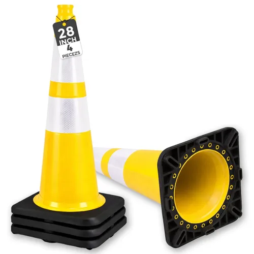 Miniatura 8 de BESEA Paquete de 4 conos de tráfico azules de 12 pulgadas con collar reflectante de 4 pulgadas, conos de seguridad de PVC resistentes con base