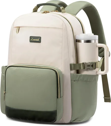 Miniatura 44 de LOVEVOOK Mochila para laptop para mujer con bolsillo para taza de gran capacidad, bolsa de computadora portátil de 15.6 pulgadas, mochila de viaje