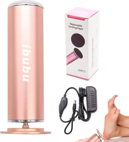 Removedor eléctrico de callos para pies, color dorado, profesional, potente, para pedicura, lijadoras con 60 discos de papel de lija de repuesto,