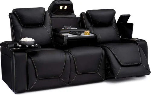 Seatcraft Vienna - Asientos reclinables de cine en casa, cuero de grano superior, reposacabezas eléctrico, soporte lumbar, carga USB y de corriente