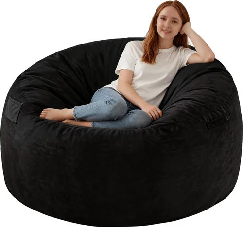 Miniatura 45 de Silla de Puf de 3 Pies, Sillas de Puf Cómodas con Relleno de Espuma Viscoelástica, Sofá de Puf Esponjoso con Funda de Terciopelo Holandés, Sillas
