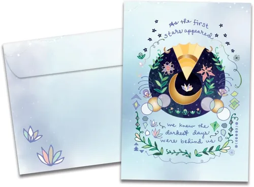 Tree-Free Greetings - Tarjetas de felicitación del solsticio de invierno - Diseños artísticos - 1 tarjeta + sobres a juego - Fabricado en Estados