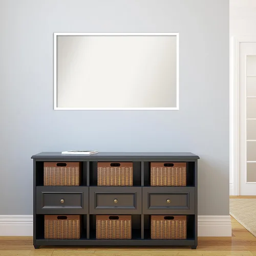 Miniatura 328 de Amanti Art Espejo de baño blanco para sobre el fregadero, 32 x 45 pulgadas, espejo de tocador rectangular blanco esbelto, marco de madera moderno